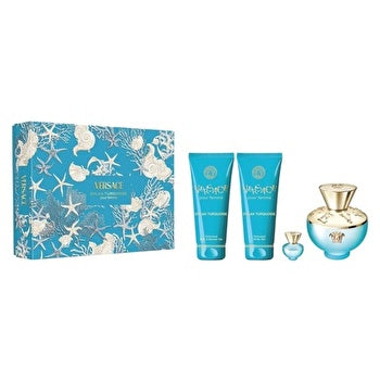 Versace Dylan Turquoise Pour Femme Gift Set Eau De Toilette 100ml Shower Gel 100ml Body Gel 100ml And Miniature Eau De Toilette 5ml 100ml