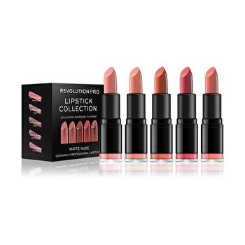 Makeup Revolution Matte Nude Lipstick Collection (5 Pcs) - Set Of Five Lipsticks 3.2g
