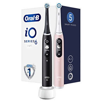 Oral B Io6 Series Duo Pack Black/pink Sand Extra Handle Toothbrush ( 2 Pcs )