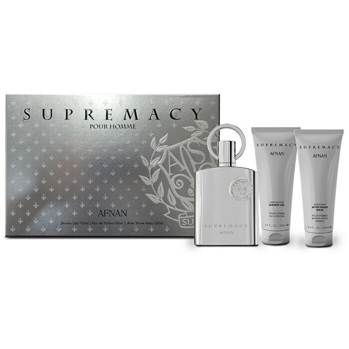Afnan Supremacy Silver Gift Set Eau De Parfum 100ml Shower Gel 100ml And Aftershave Balm 100ml 100ml