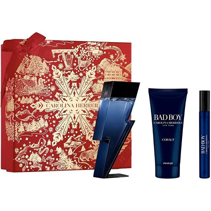 Carolina Herrera Bad Boy Cobalt Electrique Gift Set Eau De Parfum 100ml Shower Gel 100ml And Miniature Eau De Parfum 10ml 100ml