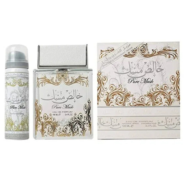 Lattafa Perfumes Pure Musk Gift Set Eau De Parfum 100ml & Deodorant Spray 100ml