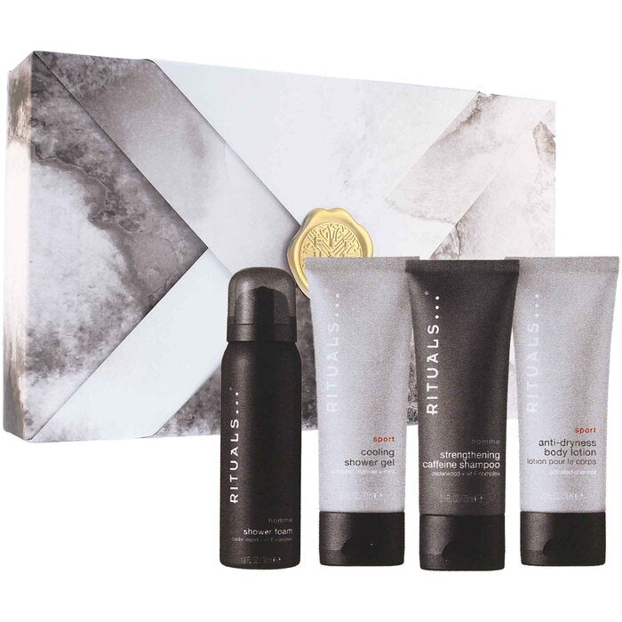 Rituals Homme Set Shower Foam 50ml/strenghtening Caffeine Shampoo 70ml/anti Dry Body Lotion 70ml/cooling Shower Gel 70ml 260ml