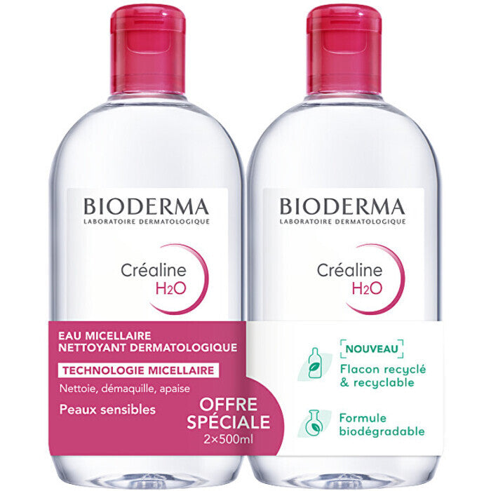 Bioderma Crealine H2o Cleansing Micellar Water Set Duo - Sada čisticích Micelárních Vod 500ml