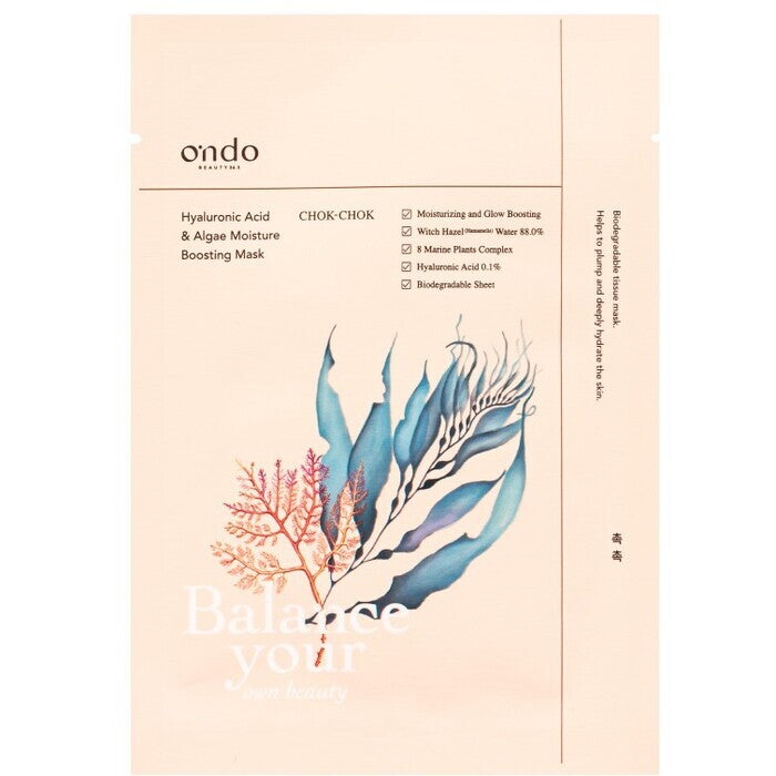 Ondo Beauty 36.5 Chok-chok Hyaluronic Acid & Algae Moisture Boosting Mask - Hydratační Pleťová Maska V Plátýnku 25.0g