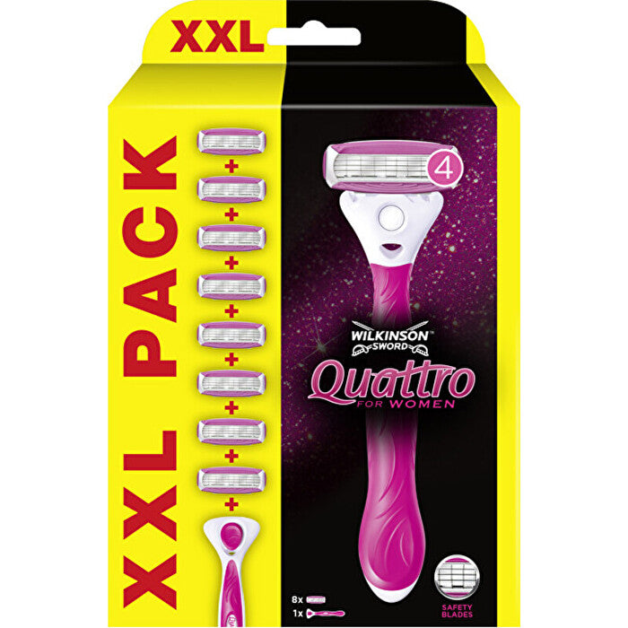 Wilkinson Sword Quattro For Women - Razor & 8 Replacement Heads