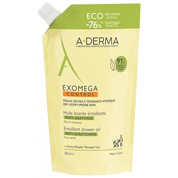 A-Derma Exomega Control Emollient Shower Oil - Náhradní Náplň Do Zvláčňujícího Sprchoveho Oleje Pro Suchou Pokožku Se Sklonem K Atopickemu Ekzemu 500ml