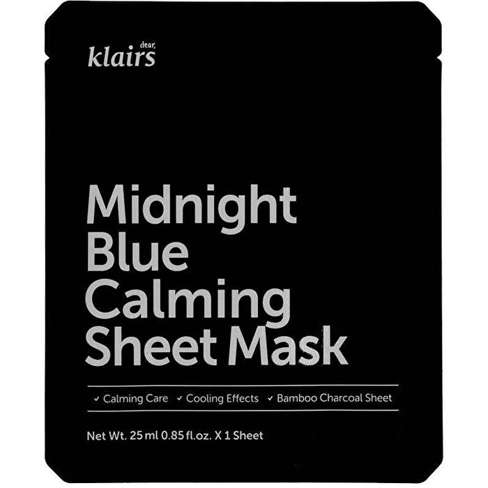 Dear, Klairs Midnight Blue Calming Sheet Mask - Zklidňující Plátýnková Maska 25ml
