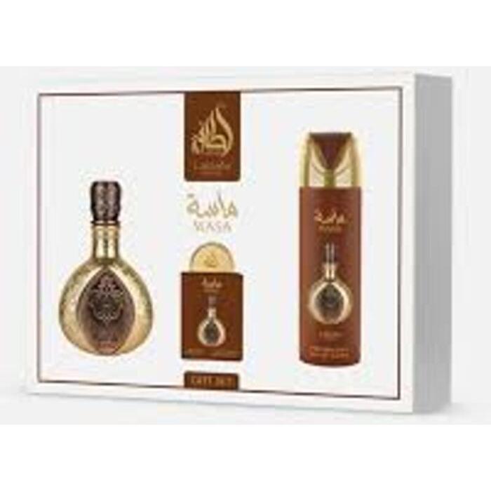 Lattafa Perfumes Masa Gift Set Eau De Parfum 100ml Deospray 200ml And Eau De Parfum 20ml 100ml