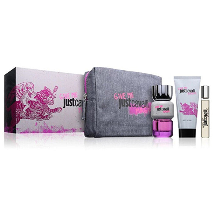 Cavalli Roberto Just Cavalli Give Me Magic For Her Dárková Sada Eau De Parfum 90ml Tělove Mleko 100ml Miniaturka Eau De Parfum 15ml A Kosmetická Taška 90ml