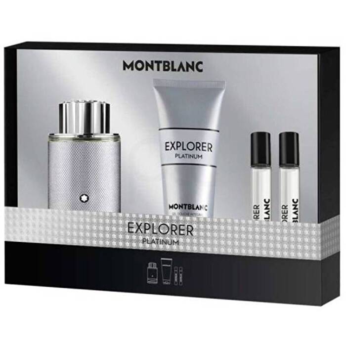 Mont Blanc Explorer Platinum Dárková Sada Eau De Parfum 100ml Sprchový Gel 100ml A Miniaturka Eau De Parfum 2x 7 5ml 100ml