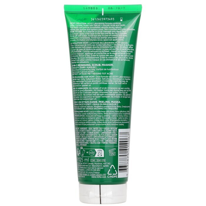Vichy Normaderm Cleanser 3 In 1 Acne Treatment Scrub+ Cleanser+ Mask Sensitive Skin 125ml