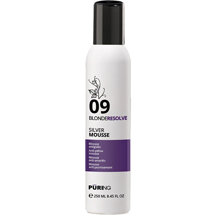 Puring 09 Blonderesolve Silver Mousse - Bezoplachová Neutralizační Pěna Pro Blond šede A Odbarvene Vlasy 250ml