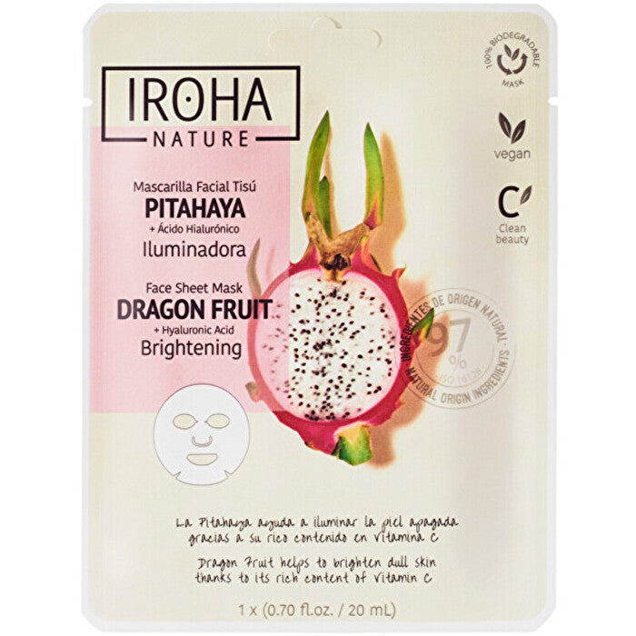 Iroha Dragon Fruit Face Sheet Mask - Rozjasňující Maska 20ml
