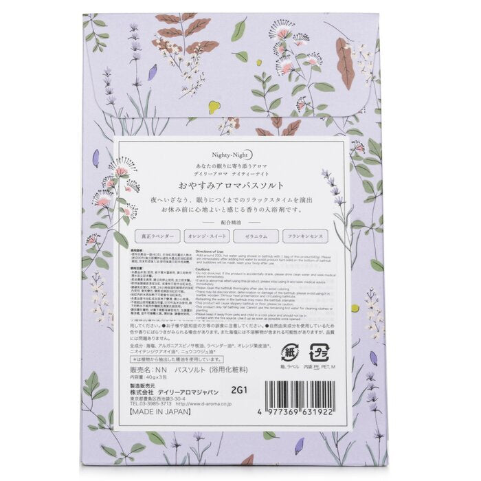 Sales de baño con aroma nocturno japonés Daily Aroma: lavanda, naranja dulce, geranio e incienso, 3 unidades de 40 g