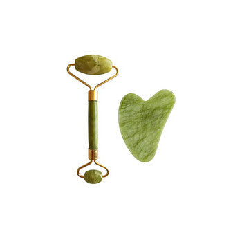 Palsar 7 Light Green Xiuyan Jade Roller & Gua Sha Set (green Xiuyan Jadeite)