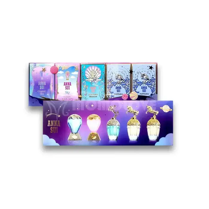 Anna Sui Woman Mini Set Eau De Toilette 5x 5ml (fantasia Mermaid & Sky & Secret Wish & Cosmic Sky & Fantasia)