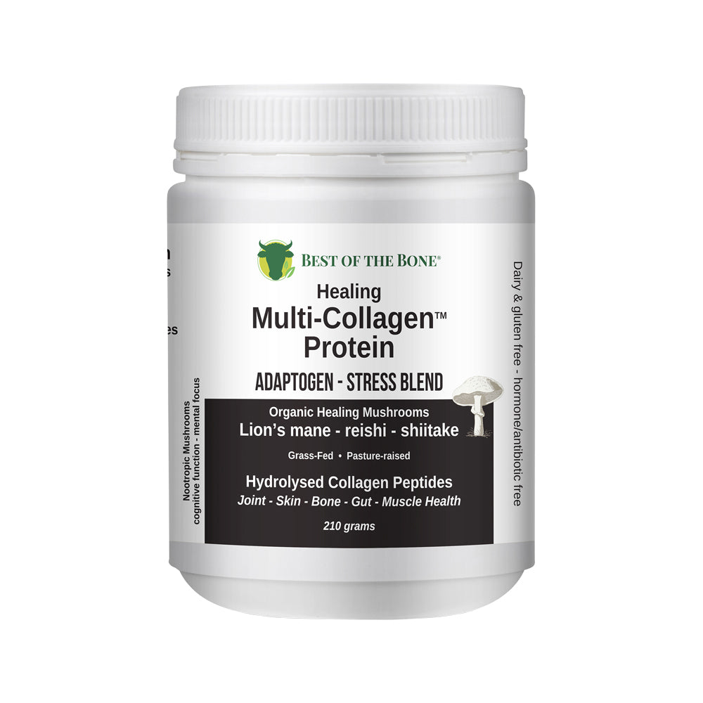 Best of the Bone Healing Multi-Collagen Protein Powder Adaptogen-Stress Blend (Organic Healing Mushrooms: Lion's Mane Reishi Shiitake)