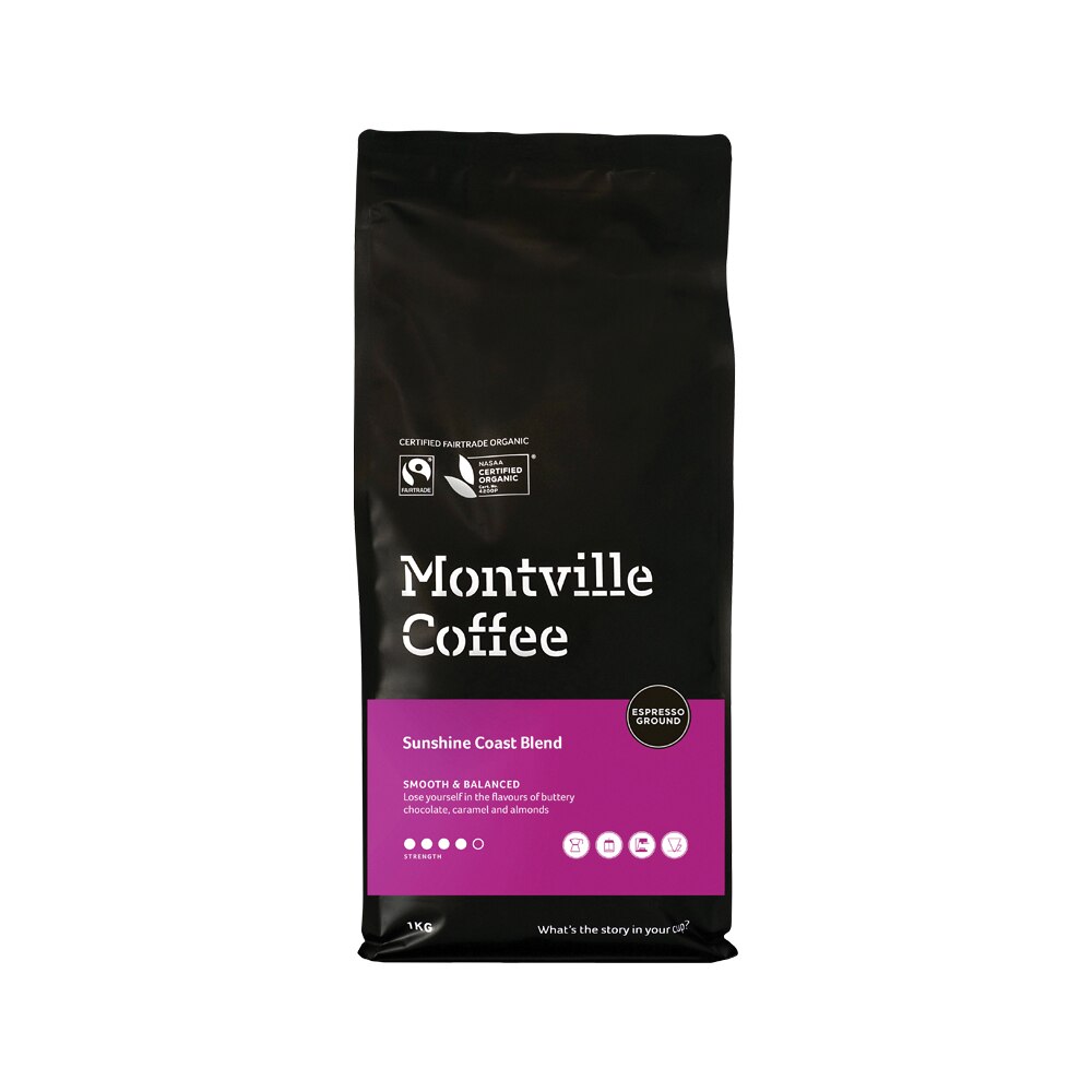 Montville Coffee Organic Sunshine Coast Blend Espresso Ground 1kg