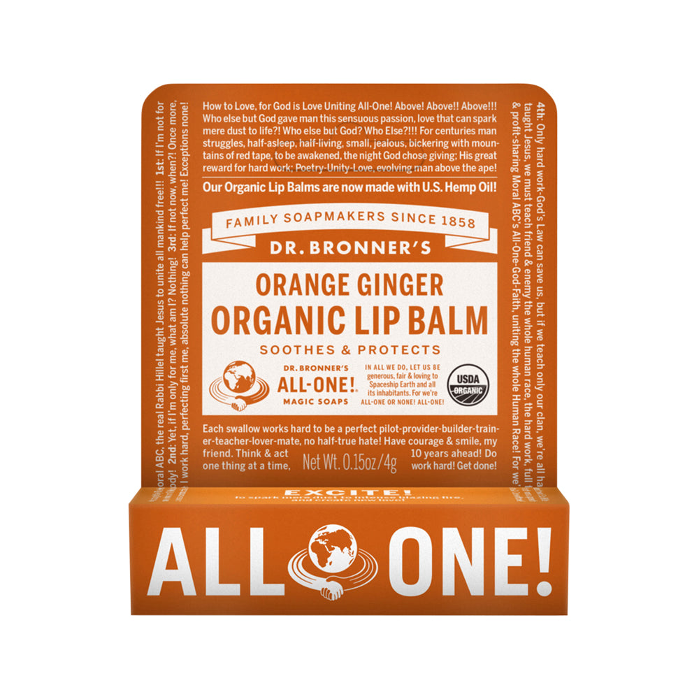 Dr. Bronner's Organic Lip Balm Orange Ginger Hang Sell 4g
