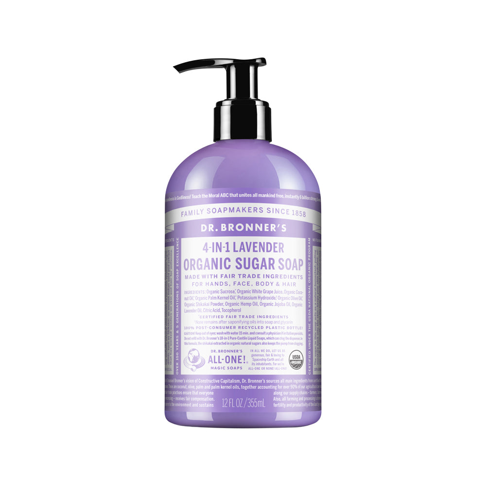 Dr. Bronner's Organic Pump Soap (Sugar 4-in-1) Lavender 355ml