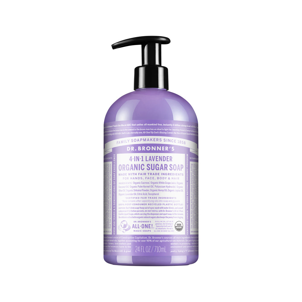 Dr. Bronner's Organic Pump Soap (Sugar 4-in-1) Lavender 710ml