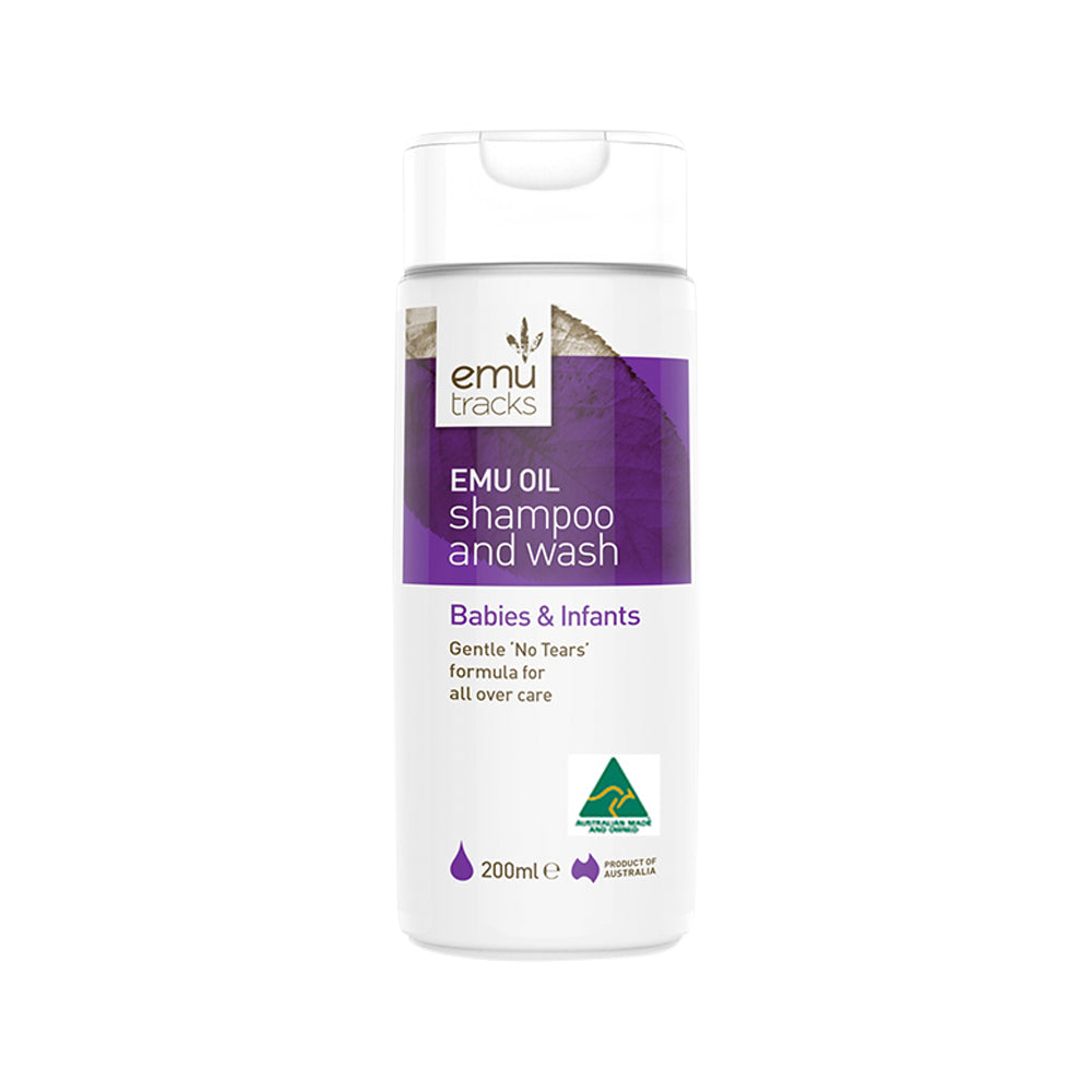 Champú y gel de baño con aceite de emú Emu Tracks para bebés y niños pequeños, 200 ml