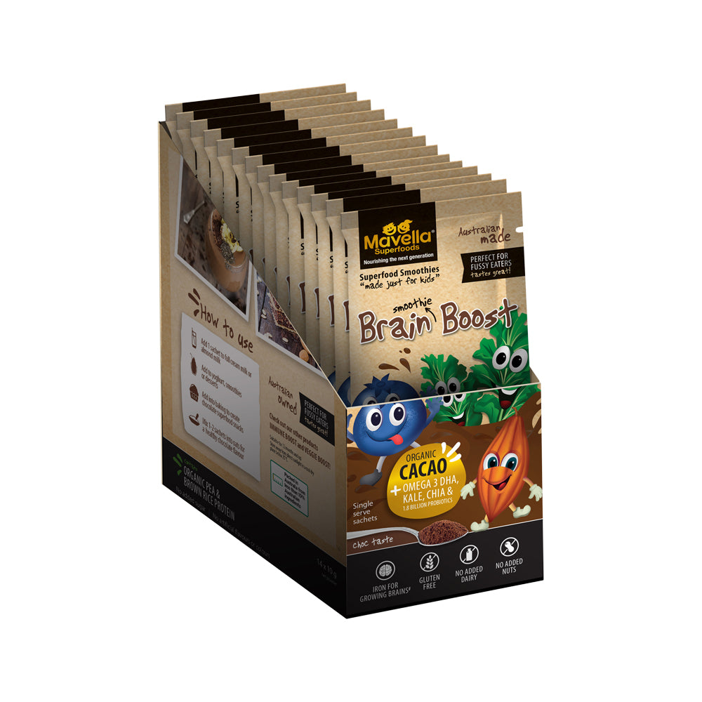 Mavella Superfoods Brain Superfood Smoothie Boost Choc Sachet 10g x 14 Display