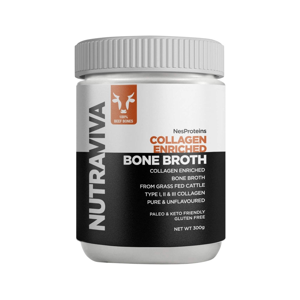 NutraViva (NesProteins) Bone Broth Collagen Enriched (Beef) Pure & Unflavoured 300g