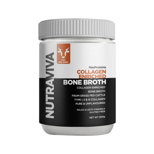 NutraViva (NesProteins) Bone Broth Collagen Enriched (Beef) Pure & Unflavoured 300g