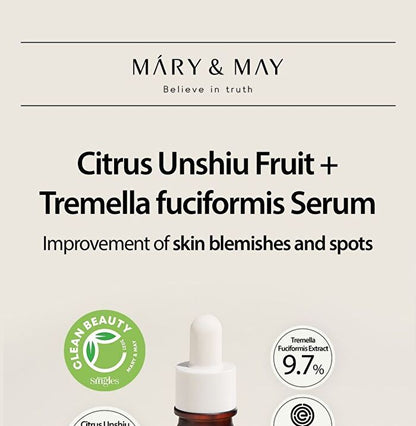 Mary&may Citrus Unshiu Fruit & Tremella Fuciformis Serum 30ml