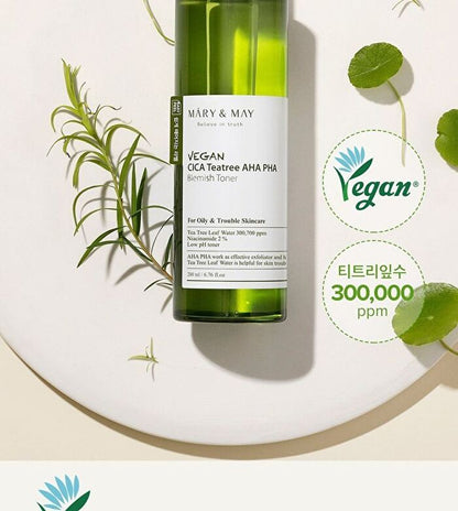 Mary & May Vegan Cica Teatree Aha Pha Blemish Toner 200ml