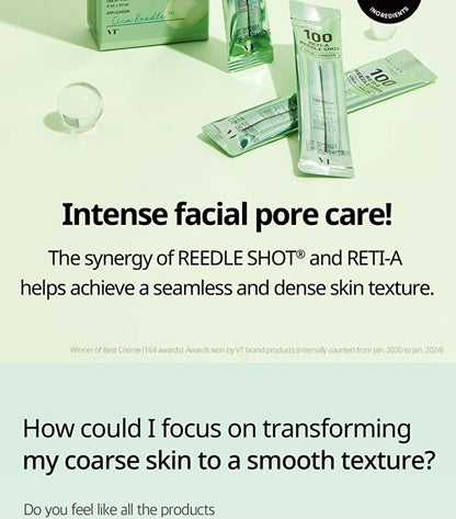 Vt Cosmetics 100 Cica Reti-a Reedle Shot 2ml X 10 Pieces 20ml