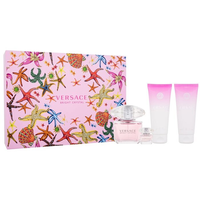 Versace Bright Crystal Gift Set Eau De Toilette 90ml Body Lotion 100ml Crystal Bright Bright Crystal Shower Gel 100ml And Miniatures Bright Cr 90ml