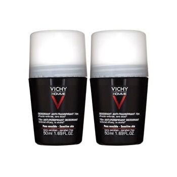 Vichy Men Homme 72h Deodorant Anti-transpirant ( 2 Pcs ) - Roll-on Deodorant For Sensitive Skin 50ml