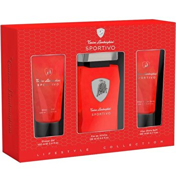 Lamborghini Sportivo Gift Set Eau De Toilette 125ml Shower Gel 100ml And After Shave Balsam (after Shave Balm) 100ml 125ml
