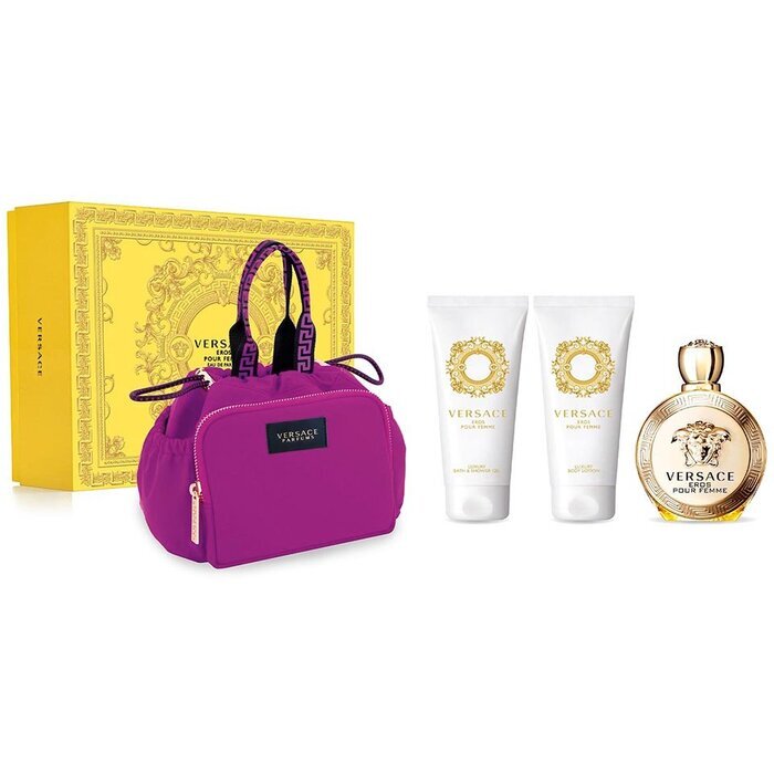 Versace Eros Pour Femme Gift Set Eau De Parfum 100ml Body Lotion 100ml Shower Gel 100ml And Handbag 100ml