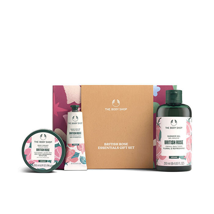 The Body Shop G3 Small British Rose Giftset Hand Cream 30ml/body Butter 50ml/shower Cream 60ml 140ml