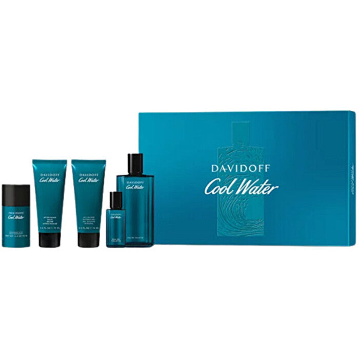 Davidoff Cool Water Man Dárková Sada Eau De Toilette 125ml Balzám Po Holení 75ml Sprchový Gel 75ml Deostick 70 G A Miniaturka 15ml 125ml