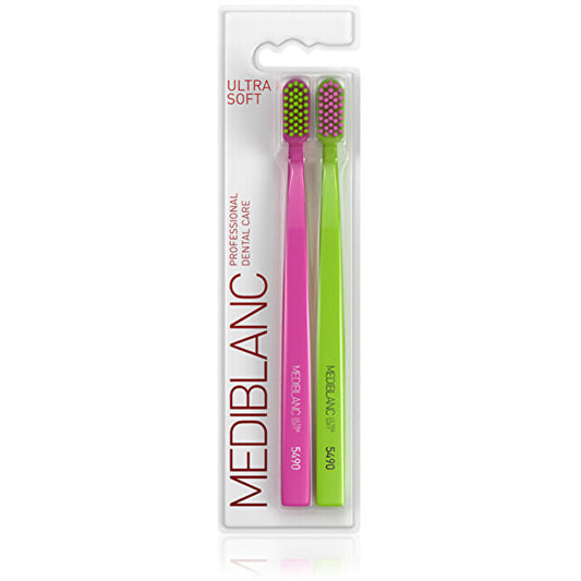 Mediblanc Ultra Soft Růžový/zelený - Zubní Kartáček 2 Ks
