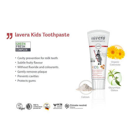 Lavera Toothpaste for Kids - With Organic Calendula & Calcium 75ml/2.5oz