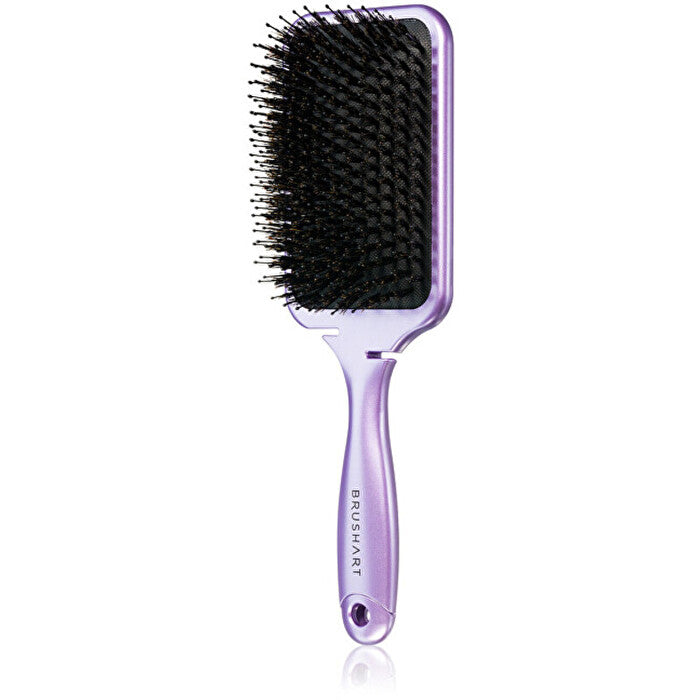 BrushArt Boar Bristle Paddle Hairbrush ( Metalická Lila ) - Plochý Kartáč
