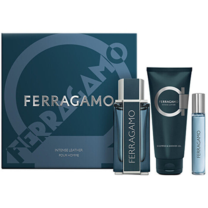 Salvatore Ferragamo Ferragamo Intense Leather Dárková Sada Eau De Parfum 100ml Sprchový Gel 100ml A Miniaturka Eau De Parfum 15ml 100ml