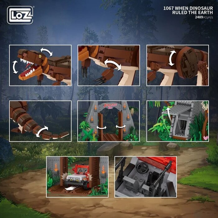 LOZ Mini Blocks - When Dinosaurs Ruled The Earth Building Bricks Set 40 x 28 x 9.5cm