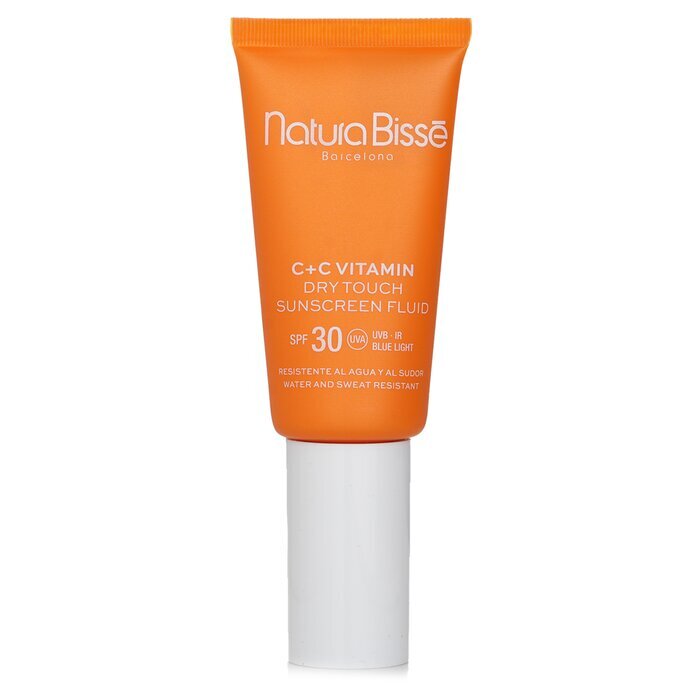 Fluido protector solar reafirmante con vitamina C+C Dry Touch de Natura Bisse, protección solar SPF30, 30 ml/1 oz