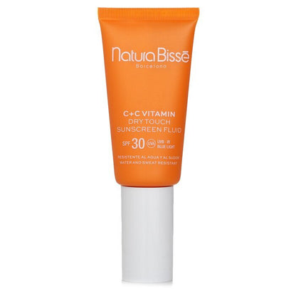 Fluido protector solar reafirmante con vitamina C+C Dry Touch de Natura Bisse, protección solar SPF30, 30 ml/1 oz