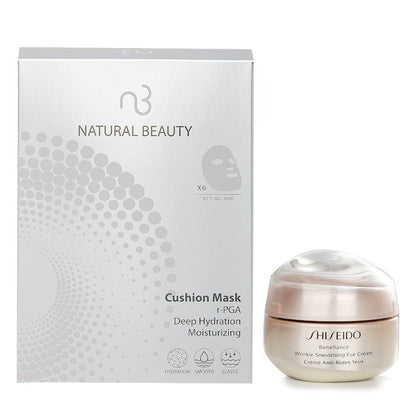 Shiseido Benefiance Wrinkle Smoothing Eye Cream 15ml X Natural Beauty r-PGA Deep Hydration Moisturizing Cushion Mask (Exp Date: 29/03/2026) 6x 20ml 2pcs