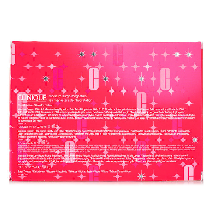 Clinique Moisture Surge Set: Moisture Surge 100H 50ml + Moisture Surge Face Spray 30ml + Moisture Surge Lip Treatment 7ml+Bag 4pcs