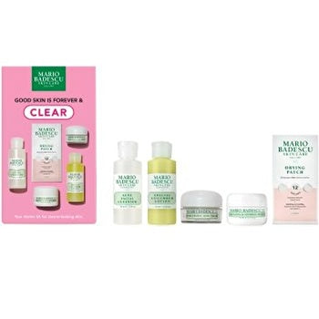 Mario Badescu Good Skin Is Forever & Clear Set Acne Facial Cleanser 59ml/special Cucumber Lotion 59ml/healing & Soothing Mask 14gr/hyaluronic Dew Cream 14gr/12 Patches 146ml