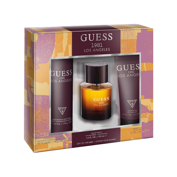 Guess 1981 Los Angeles Man Set Eau De Toilette 100ml & Sg 200ml & 226ml Body Spray